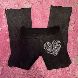 Grey lowrise flare foldover leggings